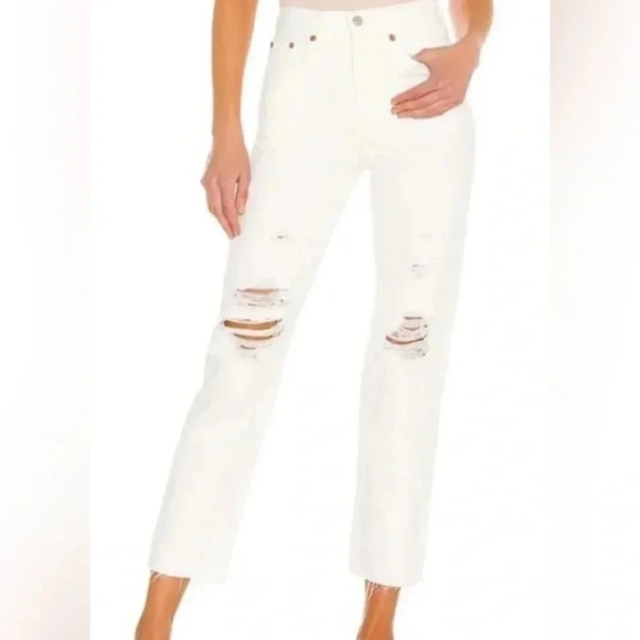 LEVI'S PREMIUM WEDGIE STRAIGHT RED TAG DISTRESSED CROPPED JEAN - Picture 1 of 10